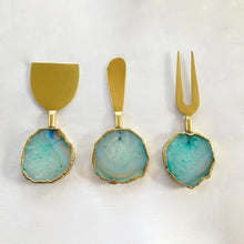 Load image into Gallery viewer, THE NILA Handcrafted Aqua Agate Cheese Knife Set · India