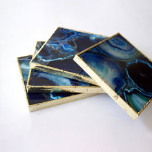 Load image into Gallery viewer, THE NEEL Handcrafted Blue Agate Coaster Set · India