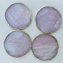 Load image into Gallery viewer, THE PRIYA · Round Coaster Set Handcrafted Rose Quartz Agate Coasters · India