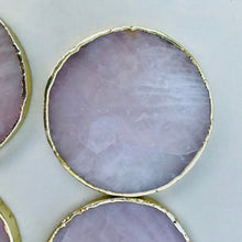 Load image into Gallery viewer, THE PRIYA · Round Coaster Set Handcrafted Rose Quartz Agate Coasters · India