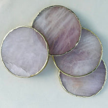 Load image into Gallery viewer, THE PRIYA · Round Coaster Set Handcrafted Rose Quartz Agate Coasters · India