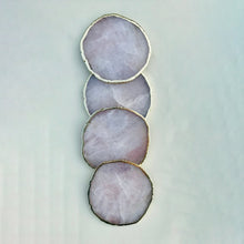 Load image into Gallery viewer, THE PRIYA · Round Coaster Set Handcrafted Rose Quartz Agate Coasters · India