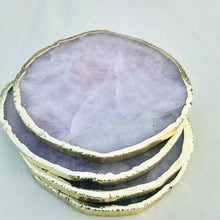 Load image into Gallery viewer, THE PRIYA · Round Coaster Set Handcrafted Rose Quartz Agate Coasters · India