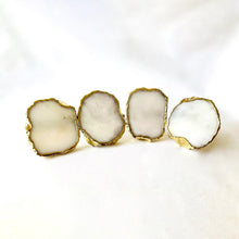 Load image into Gallery viewer, THE AKASHA handcrafted white agate napkin ring set in gold finish — LUXUL COLLECTIVE