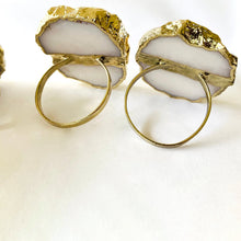 Load image into Gallery viewer, THE AKASHA handcrafted white agate napkin ring set in gold finish back detail — LUXUL COLLECTIVE