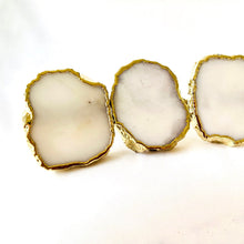Load image into Gallery viewer, THE AKASHA handcrafted white agate napkin ring set in gold finish detail — LUXUL COLLECTIVE