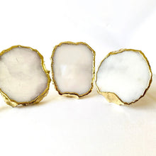 Load image into Gallery viewer, THE AKASHA handcrafted white agate napkin ring set in gold finish detail 3 — LUXUL COLLECTIVE