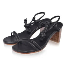 Load image into Gallery viewer, THE ARYA handcrafted leather block heel sandal in black— LUXUL COLLECTIVE