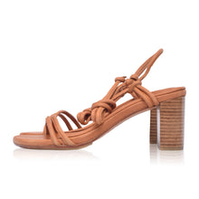 Load image into Gallery viewer, THE ARYA handcrafted leather block heel sandal in dark tan— LUXUL COLLECTIVE