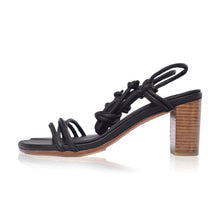 Load image into Gallery viewer, THE ARYA handcrafted leather block heel wrap sandal in black— LUXUL COLLECTIVE