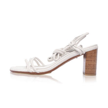 Load image into Gallery viewer, THE ARYA handcrafted leather block heel wrap sandal in white— LUXUL COLLECTIVE