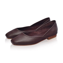 Load image into Gallery viewer, THE DEWI handcrafted leather ballet flat in brown side view— LUXUL COLLECTIVE