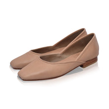 Load image into Gallery viewer, THE DEWI handcrafted leather ballet flat in beige, side view — LUXUL COLLECTIVE