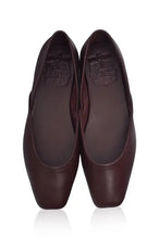 Load image into Gallery viewer, THE DEWI handcrafted leather square toe ballet flat in brown— LUXUL COLLECTIVE