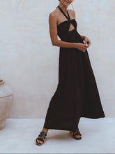 Load image into Gallery viewer, THE RATIH organic linen halter maxi dress in black  — LUXUL COLLECTIVE