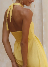 Load image into Gallery viewer, THE RATIH organic linen halter maxi dress in pineapple back detail — LUXUL COLLECTIVE