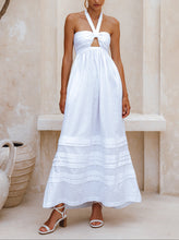 Load image into Gallery viewer, THE RATIH organic linen halter maxi dress in white — LUXUL COLLECTIVE
