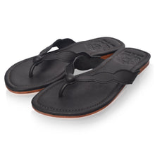Load image into Gallery viewer, THE SEGARA handcrafted leather thong slide in black — LUXUL COLLECTIVE