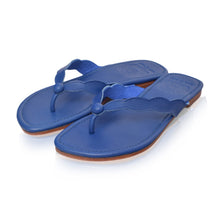 Load image into Gallery viewer, THE SEGARA handcrafted leather thong slide in royal blue — LUXUL COLLECTIVE