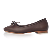 Load image into Gallery viewer, THE SRI handcrafted leather ballet flat in brown, side view— LUXUL COLLECTIVE