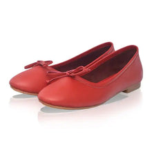 Load image into Gallery viewer, THE SRI handcrafted leather ballet flat in red, side view — LUXUL COLLECTIVE