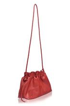 Load image into Gallery viewer, THE TALI handcrafted leather crossbody clutch in Vintage Red, side view — LUXUL COLLECTIVE