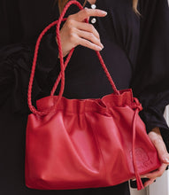 Load image into Gallery viewer, THE TALI handcrafted leather crossbody clutch in Vintage Red, front view — LUXUL COLLECTIVE