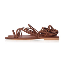 Load image into Gallery viewer, THE TARA handcrafted leather strappy sandal in camel side view — LUXUL COLLECTIVE