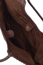 Load image into Gallery viewer, THE JALA handwoven leather tote in Brown, interior — LUXUL COLLECTIVE