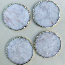 Load image into Gallery viewer, THE AKASHA · Round Coaster Set Handcrafted White Agate Coasters · India