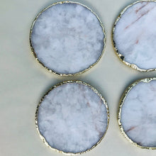 Load image into Gallery viewer, THE AKASHA · Round Coaster Set Handcrafted White Agate Coasters · India
