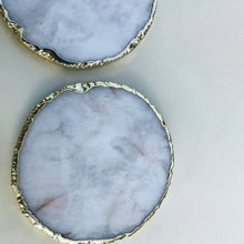 Load image into Gallery viewer, THE AKASHA · Round Coaster Set Handcrafted White Agate Coasters · India