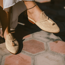 Load image into Gallery viewer, THE LALLA Handwoven Raffia Slipper · Morocco