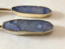 Load image into Gallery viewer, THE SHASHI Handcrafted Ink Blue Agate Salad Servers · India