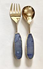 Load image into Gallery viewer, THE SHASHI Handcrafted Ink Blue Agate Salad Servers · India