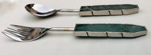 Load image into Gallery viewer, THE VANA · Handcrafted Green Agate Salad Server Set · India