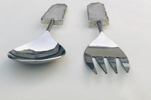 Load image into Gallery viewer, THE AKASHA · Handcrafted Clear Quartz Agate Salad Server Set · India