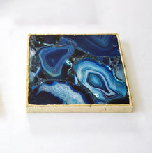 Load image into Gallery viewer, THE NEEL handcrafted blue agate single coaster in gold finish — LUXUL COLLECTIVE
