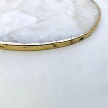 Load image into Gallery viewer, THE KIRAN handcrafted clear crystal agate platter close up of electroplated metallic edge — LUXUL COLLECTIVE