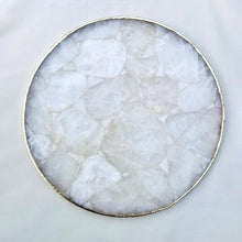 Load image into Gallery viewer, THE KIRAN handcrafted clear crystal agate platter in gold finish top view — LUXUL COLLECTIVE