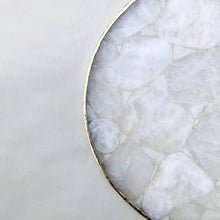 Load image into Gallery viewer, THE KIRAN handcrafted clear crystal agate platter side view showing electroplated gold edge — LUXUL COLLECTIVE