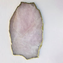 Load image into Gallery viewer, THE ANURA — rose quartz natural edge platter angled view — LUXUL COLLECTIVE