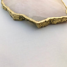 Load image into Gallery viewer, THE ANURA — electroplated gold edge on natural rose quartz platter — LUXUL COLLECTIVE