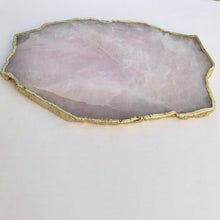 Load image into Gallery viewer, THE ANURA — handcrafted rose quartz cheese platter full slab overhead — LUXUL COLLECTIVE