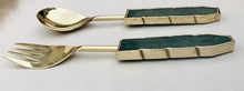 Load image into Gallery viewer, THE VANA · Handcrafted Green Agate Salad Server Set · India