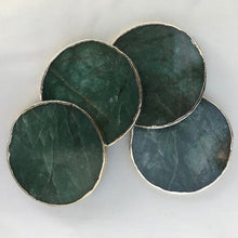Load image into Gallery viewer, THE VANA — set of four handcrafted green agate round coasters — LUXUL COLLECTIVE
