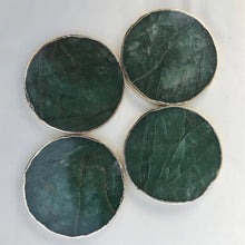 Load image into Gallery viewer, THE VANA — handcrafted sage green agate round coaster set overhead — LUXUL COLLECTIVE