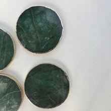 Load image into Gallery viewer, THE VANA — natural sage green agate surface detail two coasters — LUXUL COLLECTIVE