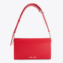 Load image into Gallery viewer, ROSSO red leather bag closed, strap arched — THE L'BAG GAMMON by L'Eterna Vacanza  — LUXUL COLLECTIVE