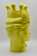 Load image into Gallery viewer, Sea grass yellow ceramic bust with shell crown, right profile view — THE GODDESS by OVO — LUXUL COLLECTIVE